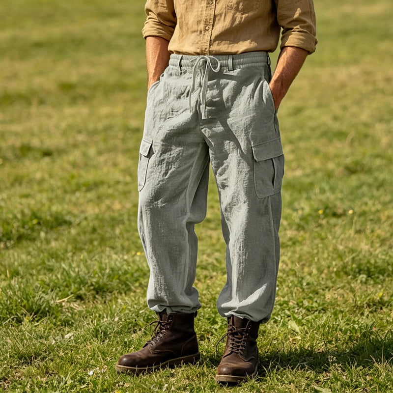 Cargohose für Herren aus Baumwoll-Leinen