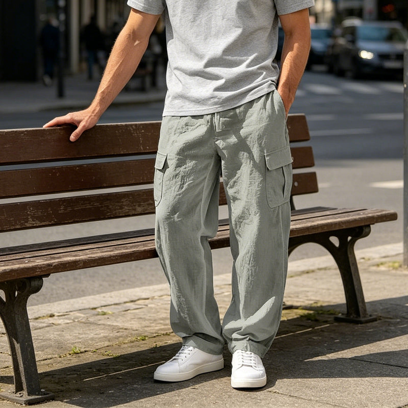 Cargohose für Herren aus Baumwoll-Leinen