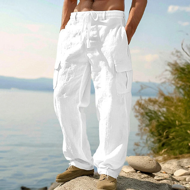 Cargohose für Herren aus Baumwoll-Leinen
