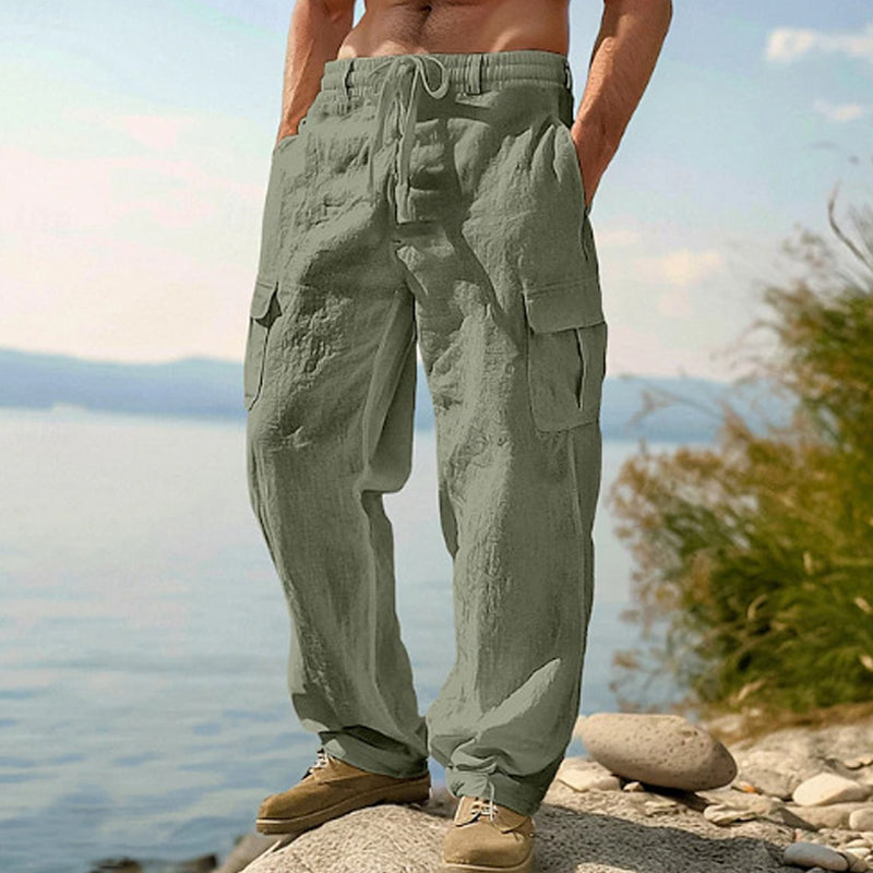 Cargohose für Herren aus Baumwoll-Leinen