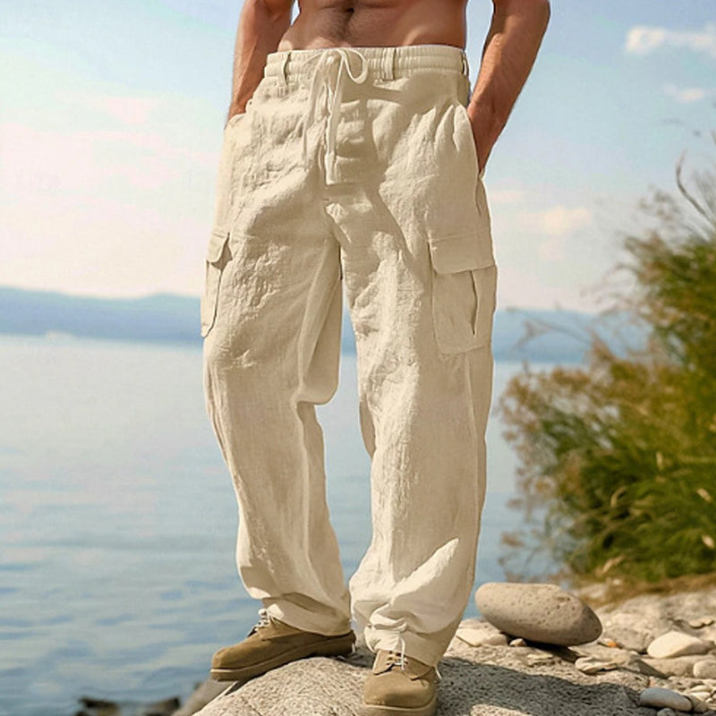 Cargohose für Herren aus Baumwoll-Leinen