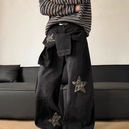 Baggy-Jeans mit Stern-Applikation