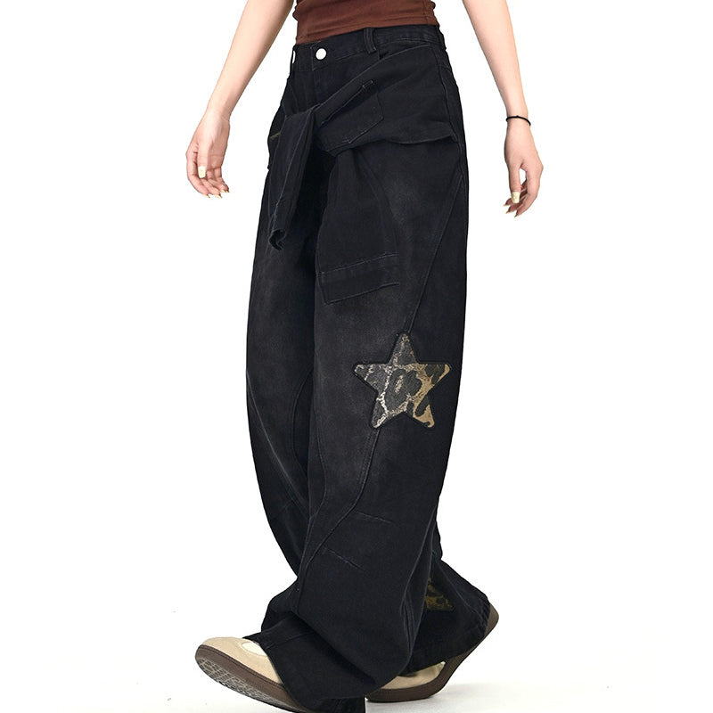 Baggy-Jeans mit Stern-Applikation