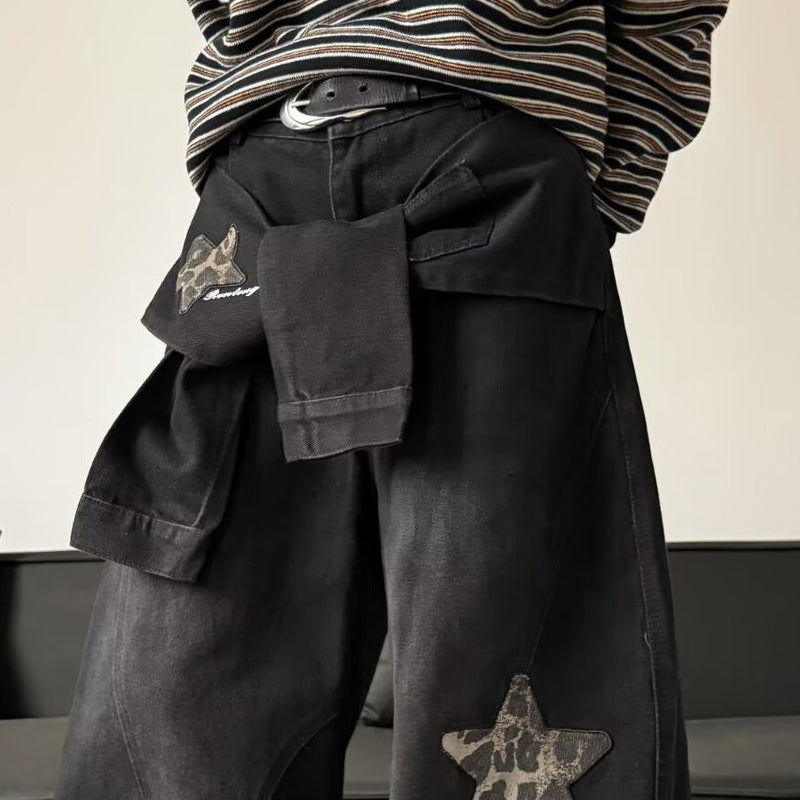 Baggy-Jeans mit Stern-Applikation