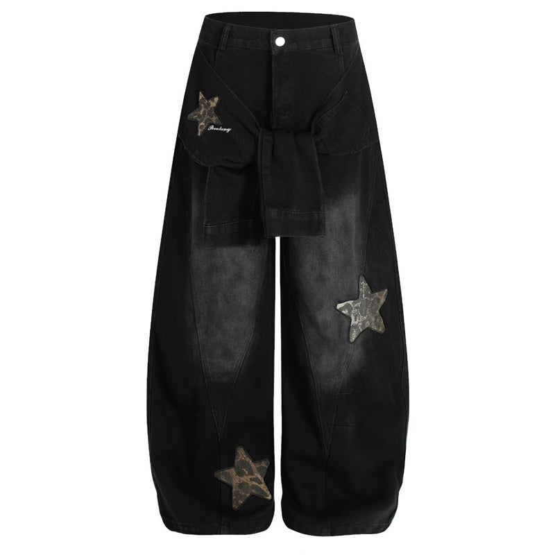 Baggy-Jeans mit Stern-Applikation