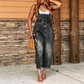 👖 50% RABATT! 🔘 Damen Jeans-Latzhose mit Knopfleiste vorne – schmal zulaufend – Figurumschmeichelnd, lässig & perfekt für einen trendigen Streetwear-Look ✨