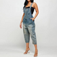 👖 50% RABATT! 🔘 Damen Jeans-Latzhose mit Knopfleiste vorne – schmal zulaufend – Figurumschmeichelnd, lässig & perfekt für einen trendigen Streetwear-Look ✨