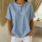 👔✨ 50% RABATT! Damen gestreiftes Henley-Shirt – Bügelfrei, bequem & hautfreundlich – Lässiger Chic für Freizeit, Büro & Urlaub 🌿