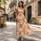 👗 Neuwaren 50% Rabatt🌸 Elegantes Blumenprint-Maxi-Kleid mit Volantärmeln & Hochwaist – Plisseerock, Quadrat-Ausschnitt, Romantisch ✨