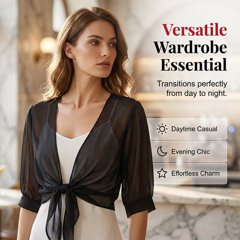 Elegantes, kurzes Chiffon-Top für Damen mit Bindeband vorne
