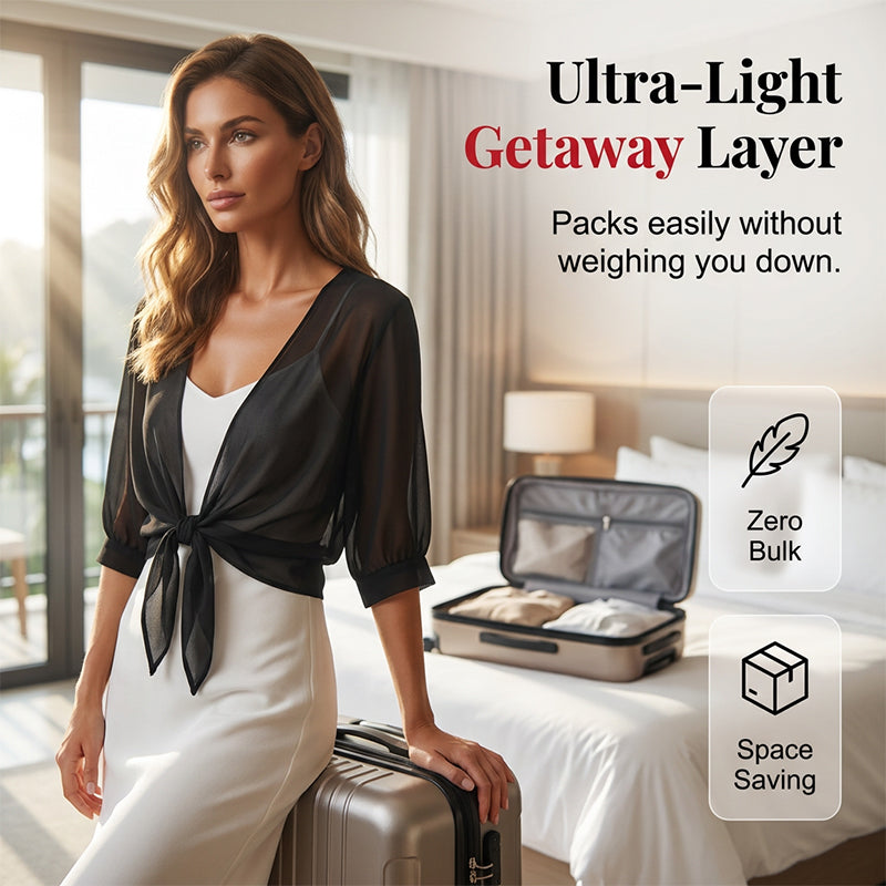 Elegantes, kurzes Chiffon-Top für Damen mit Bindeband vorne