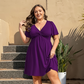Elegantes V-Ausschnitt-Kleid mit gedrehtem Vorderteil und Taschen