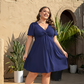 Elegantes V-Ausschnitt-Kleid mit gedrehtem Vorderteil und Taschen