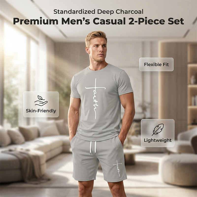 Set aus T-Shirt und Shorts mit „Faith“-Motiv für Herren