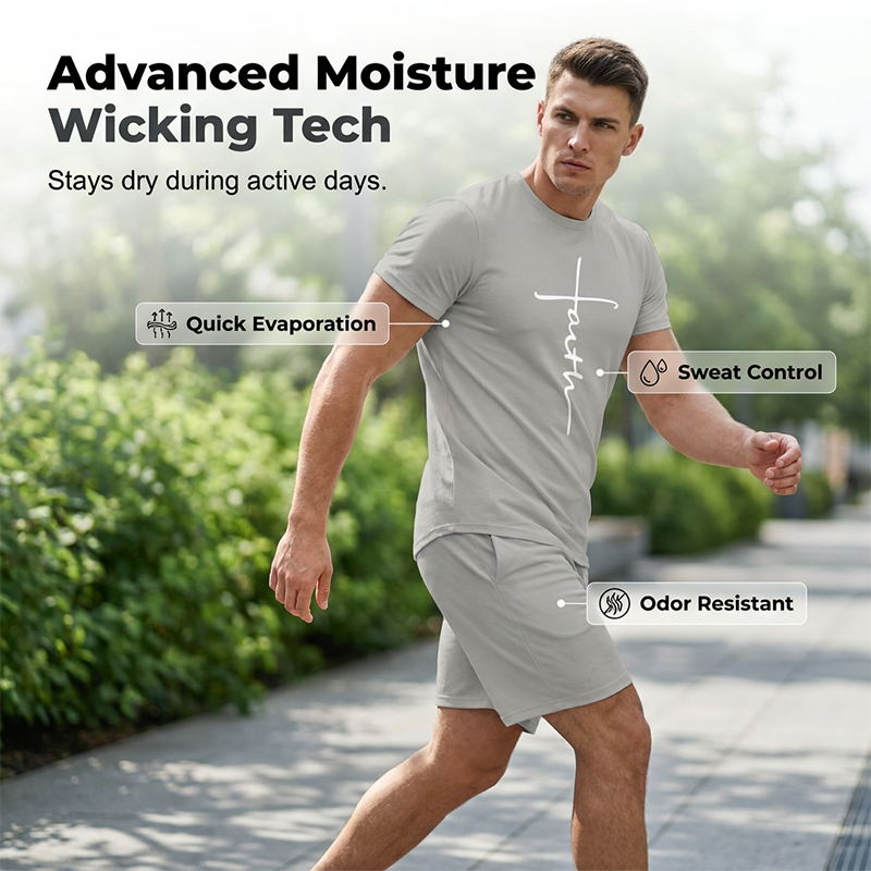 Set aus T-Shirt und Shorts mit „Faith“-Motiv für Herren