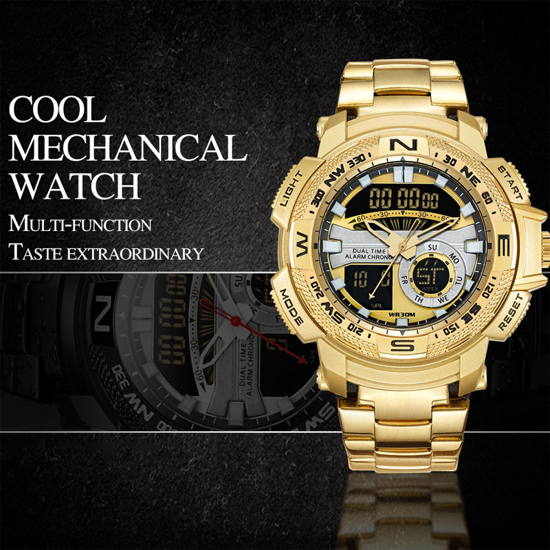 Multifunktionale Herren Sportuhr ⌚ Dual-Zeit, Stoppuhr & Wasserdichtes Design