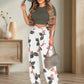 Zweiteiliges Set für Damen: figurbetontes Kurzarm-T-Shirt und lockere Hose