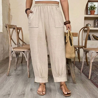👖 LIMITIERTE AKTION: 50 % RABATT! ✨ Damen-Cuffed-Ankle-Hose – Leichter Schnitt, elastischer Bund, uni-farbene Farben 🍂