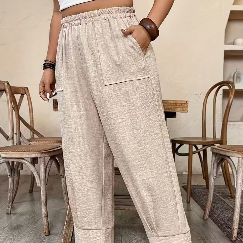 👖 LIMITIERTE AKTION: 50 % RABATT! ✨ Damen-Cuffed-Ankle-Hose – Leichter Schnitt, elastischer Bund, uni-farbene Farben 🍂