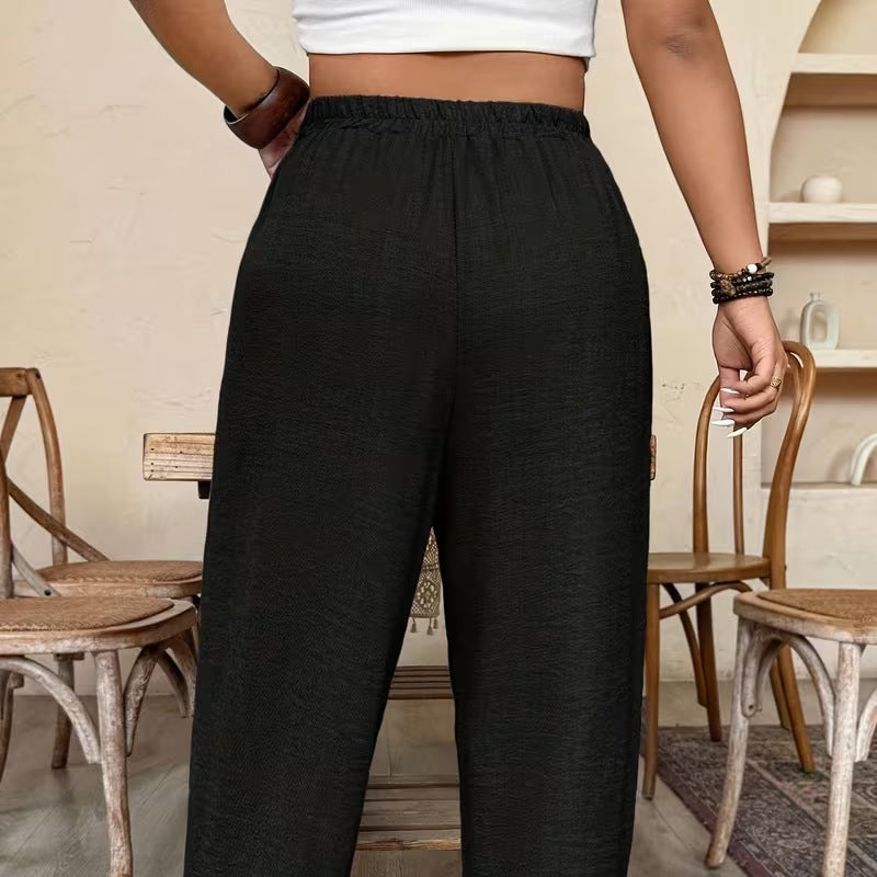 👖 LIMITIERTE AKTION: 50 % RABATT! ✨ Damen-Cuffed-Ankle-Hose – Leichter Schnitt, elastischer Bund, uni-farbene Farben 🍂