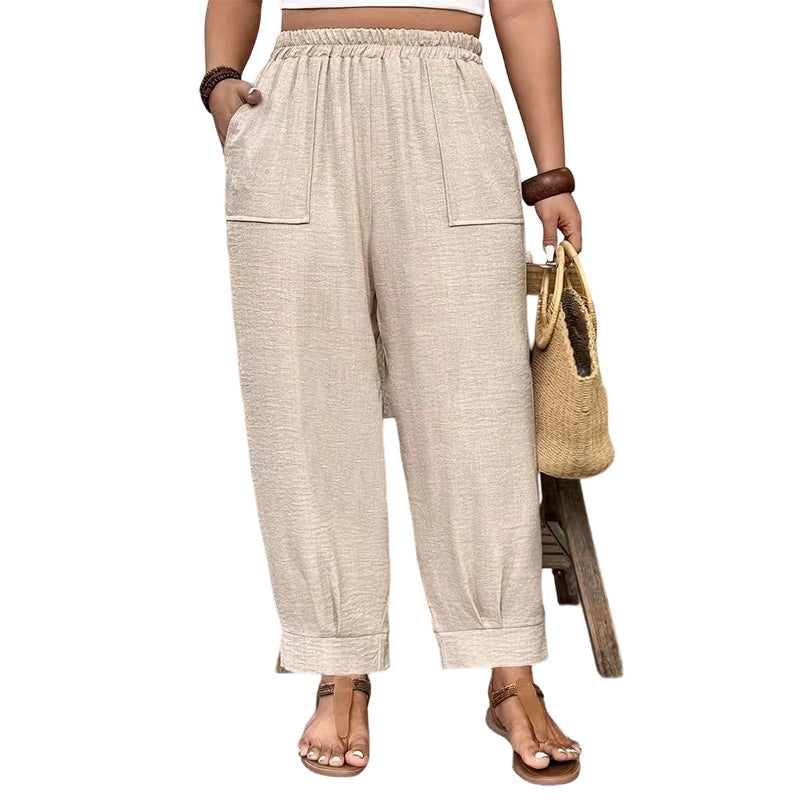 👖 LIMITIERTE AKTION: 50 % RABATT! ✨ Damen-Cuffed-Ankle-Hose – Leichter Schnitt, elastischer Bund, uni-farbene Farben 🍂