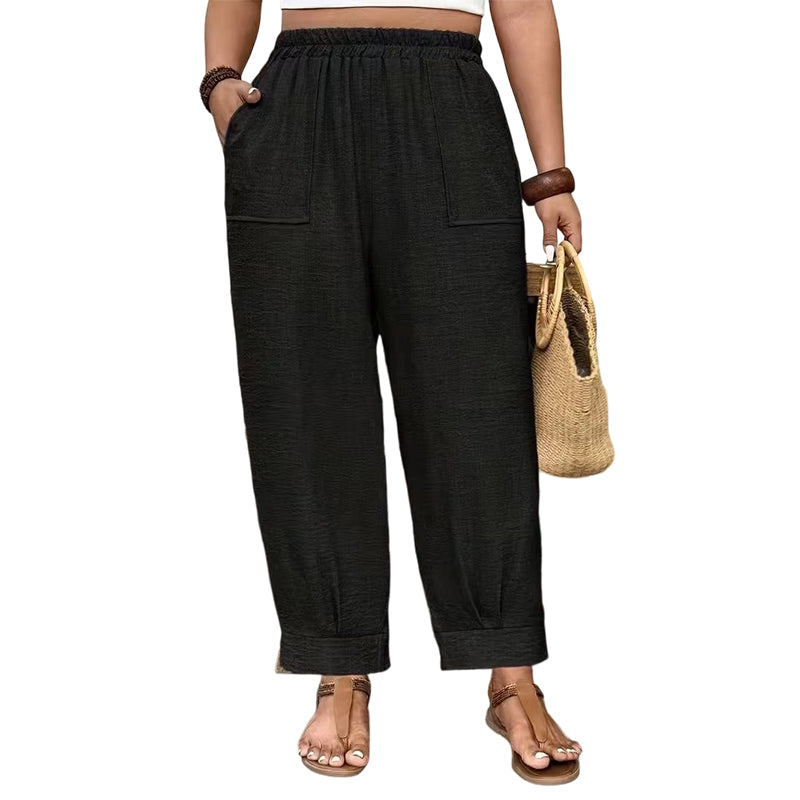 👖 LIMITIERTE AKTION: 50 % RABATT! ✨ Damen-Cuffed-Ankle-Hose – Leichter Schnitt, elastischer Bund, uni-farbene Farben 🍂