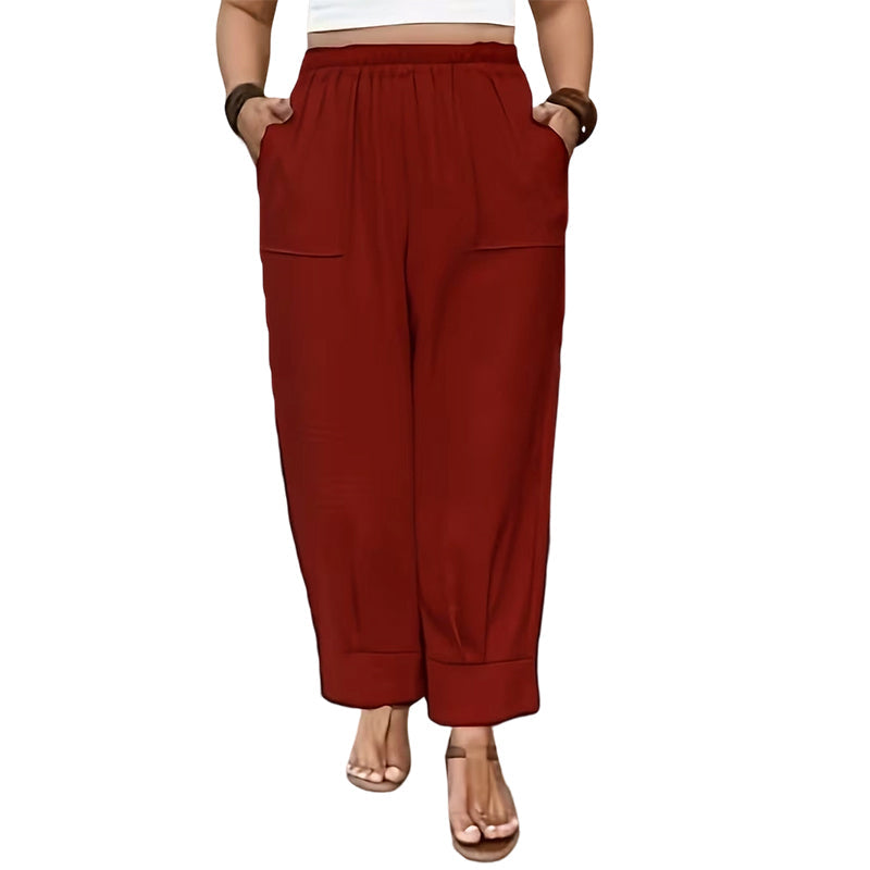 👖 LIMITIERTE AKTION: 50 % RABATT! ✨ Damen-Cuffed-Ankle-Hose – Leichter Schnitt, elastischer Bund, uni-farbene Farben 🍂