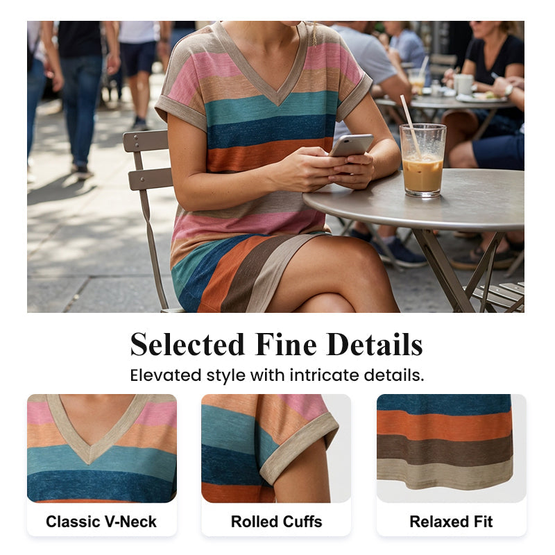 👗 JETZT 52 % RABATT! 🌬️ T-Shirt-Kleid mit V-Ausschnitt – Lässig & luftig – Sommer-Must-have ☀️