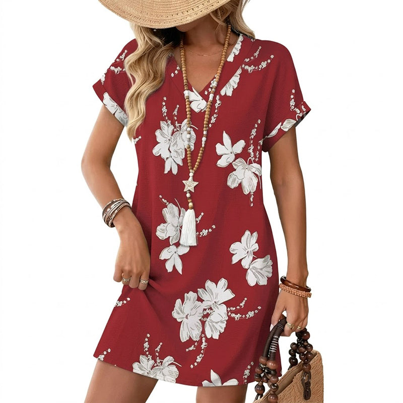 👗 JETZT 52 % RABATT! 🌬️ T-Shirt-Kleid mit V-Ausschnitt – Lässig & luftig – Sommer-Must-have ☀️
