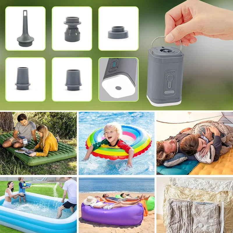 🏕️ PROMO FLASH : 50% DE RÉDUCTION ! Pompe à Air Rechargeable pour Camping – Gonflage Rapide 200 L/min, Éclairage LED & Batterie 1200 mAh for des Aventures Sans Tracas ✨🔋