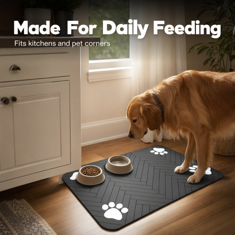 🐾 50% DE RÉDUCTION! 💧 Tapis de gamelle en terre de diatomées – Séchage rapide & anti-débordement ✨