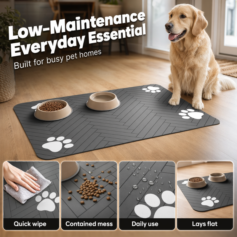 🐾 50% DE RÉDUCTION! 💧 Tapis de gamelle en terre de diatomées – Séchage rapide & anti-débordement ✨