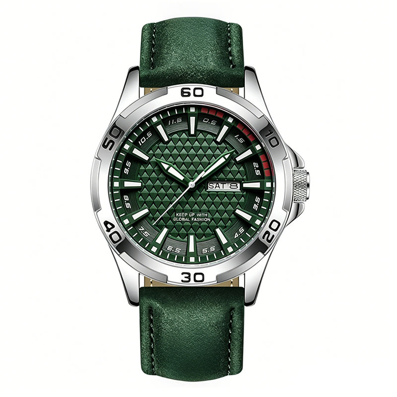 ⌚ Montre Sport Homme Quartz – Cadran Géométrique 3D, Verre Trempé, Résistance 30 m