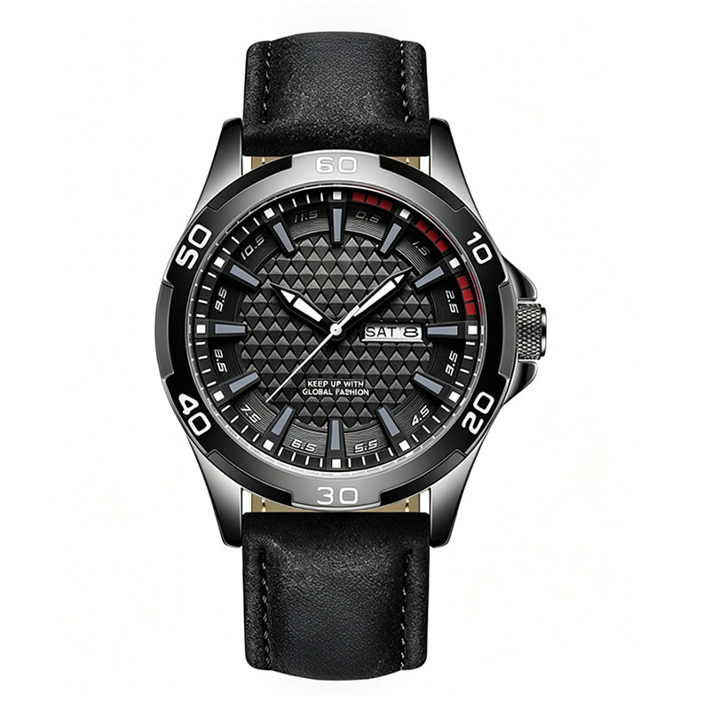 ⌚ Montre Sport Homme Quartz – Cadran Géométrique 3D, Verre Trempé, Résistance 30 m