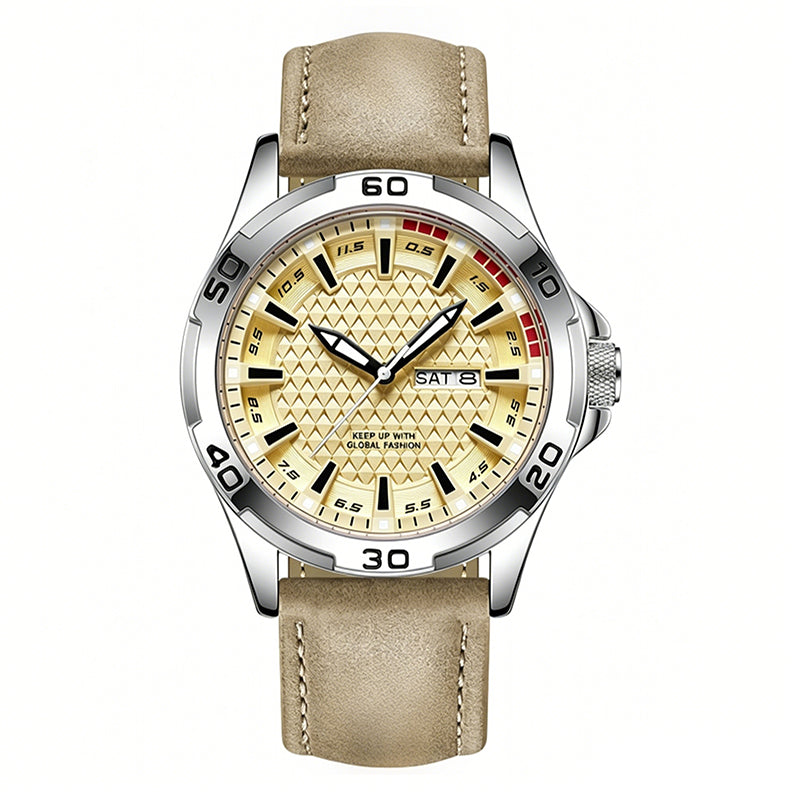 ⌚ Montre Sport Homme Quartz – Cadran Géométrique 3D, Verre Trempé, Résistance 30 m