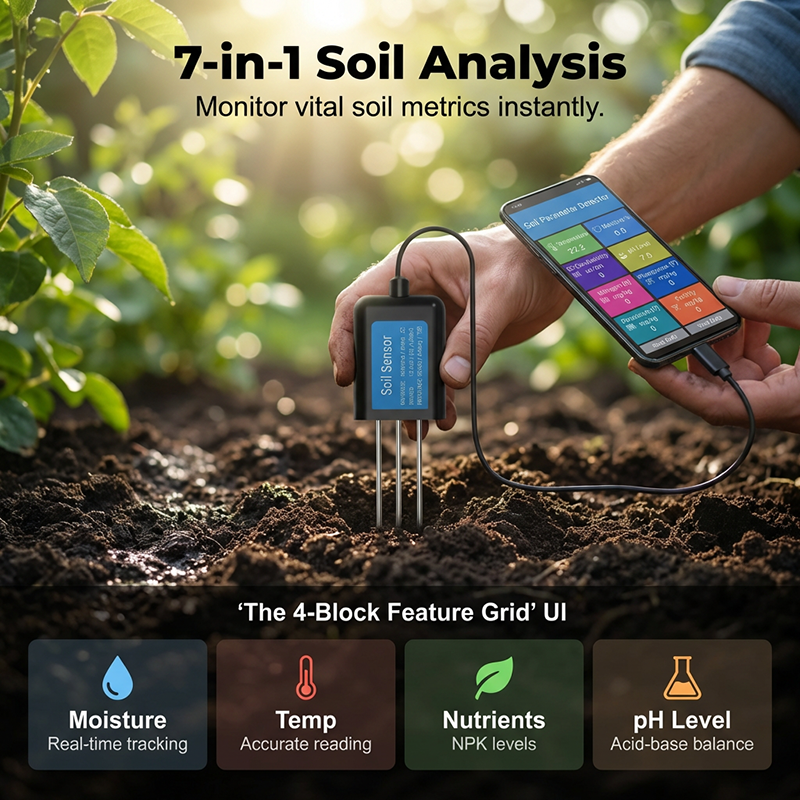 🌱 ZEITLICH BEGRENZT 50% RABATT! 📊 7-in-1 USB Bodentester – Bodenanalyse über praktische App 📱