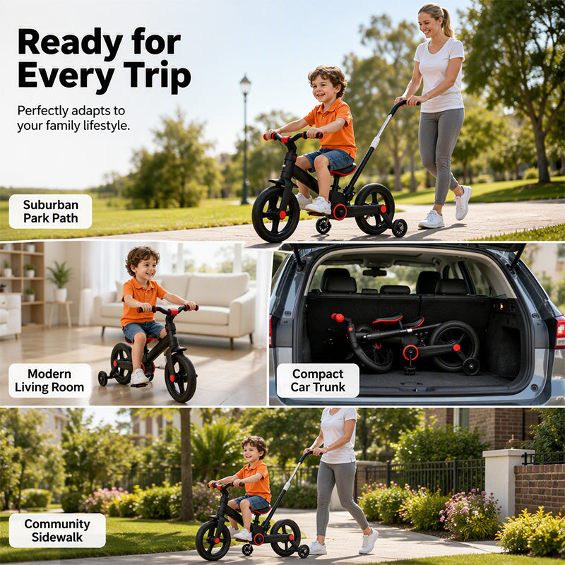 📢📢50% RABATT !!⏰4-in-1 Verwandelbares Kinder-Dreirad, Laufrad & Kinderwagen