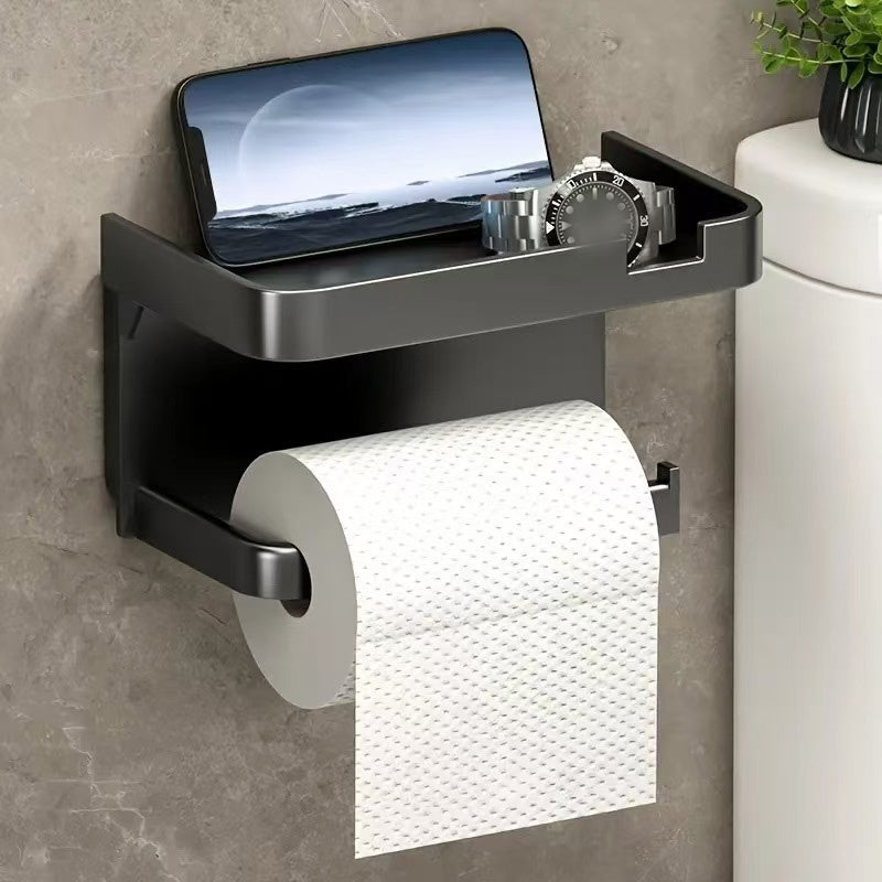 Wandmontierter Toilettenpapierhalter mit Ablage