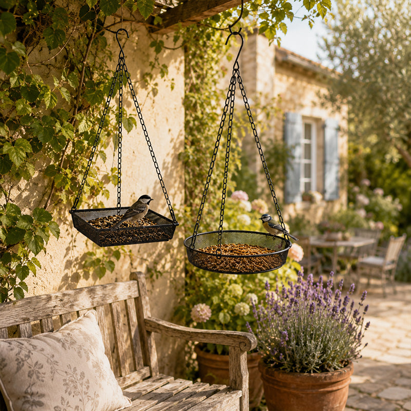 🌿 50 % Rabatt – Metall-Vogelhängehaus mit runder Futterschale – wetterfest, stabil & vielseitig für Garten, Balkon & Terrasse 🐦