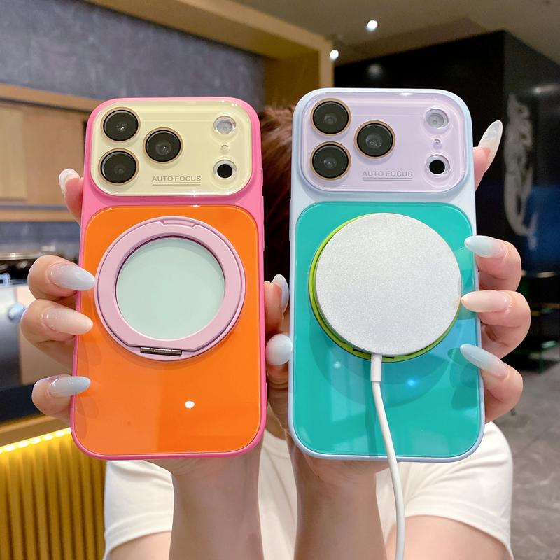 📱Handyhülle mit 360°-drehbarem Ringständer im Color-Block-Design