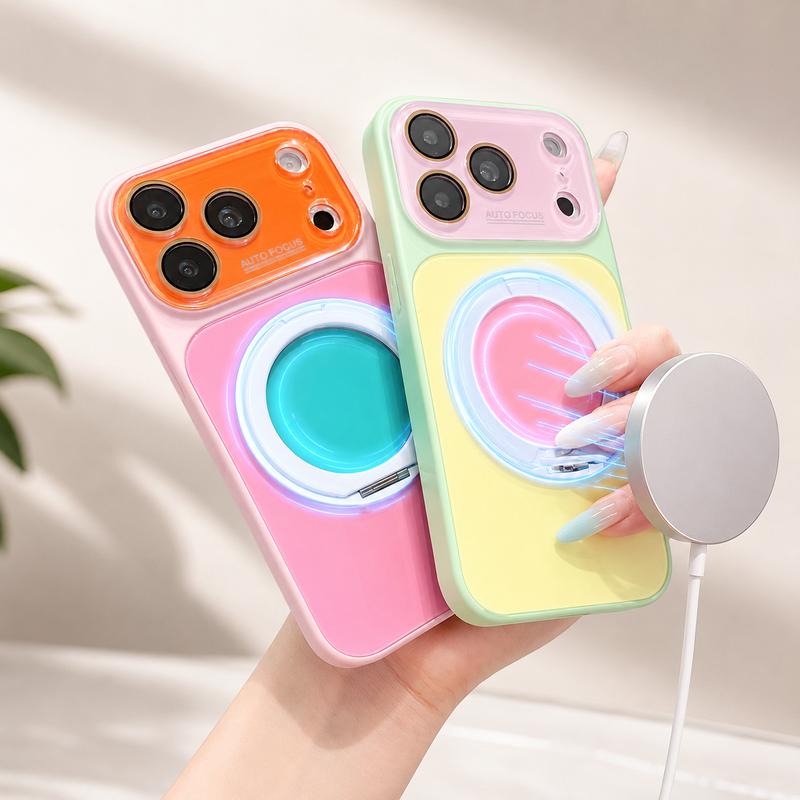 📱Handyhülle mit 360°-drehbarem Ringständer im Color-Block-Design