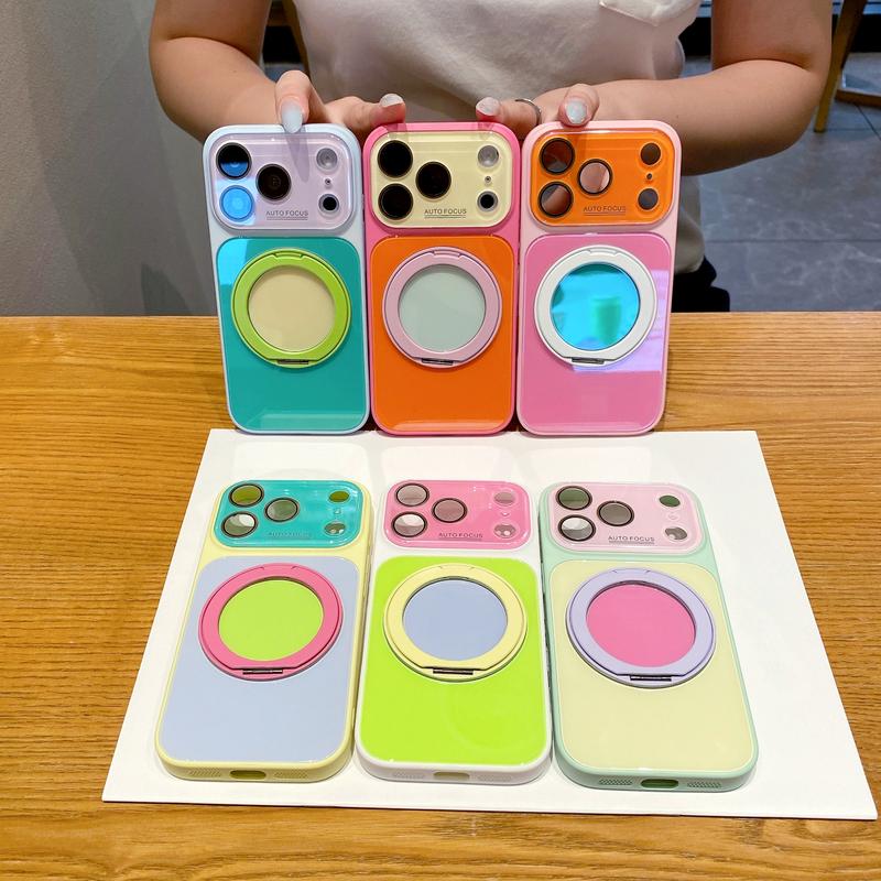 📱Handyhülle mit 360°-drehbarem Ringständer im Color-Block-Design