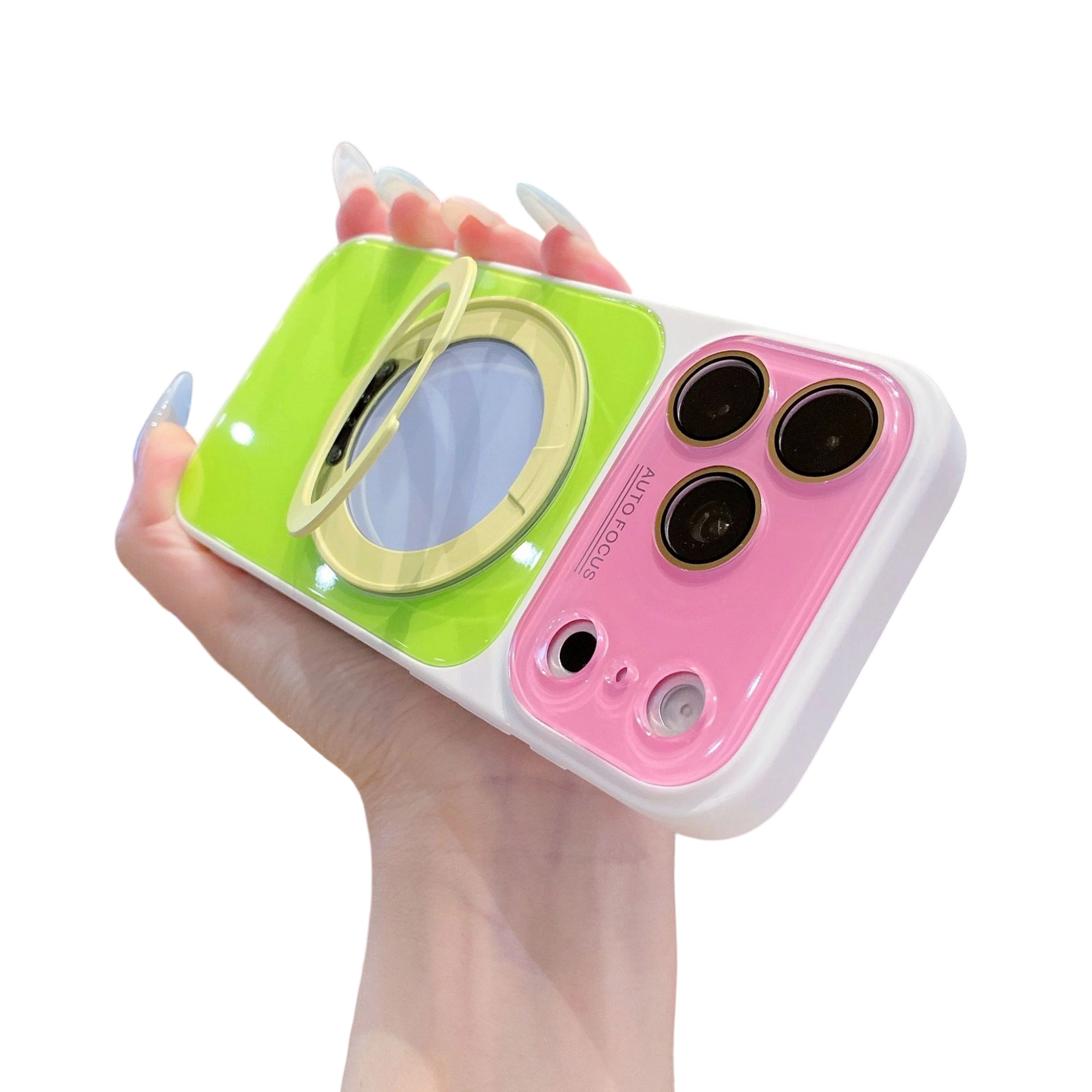 📱Handyhülle mit 360°-drehbarem Ringständer im Color-Block-Design