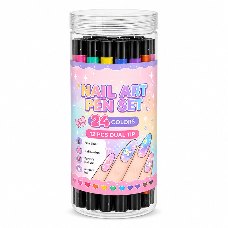 💅 PROMO LIMITÉE 50% DE RÉDUCTION! 🎨 Set de 12 Stylos Nail Art Double Pointe – Précis, Coloré, Créatif ✨