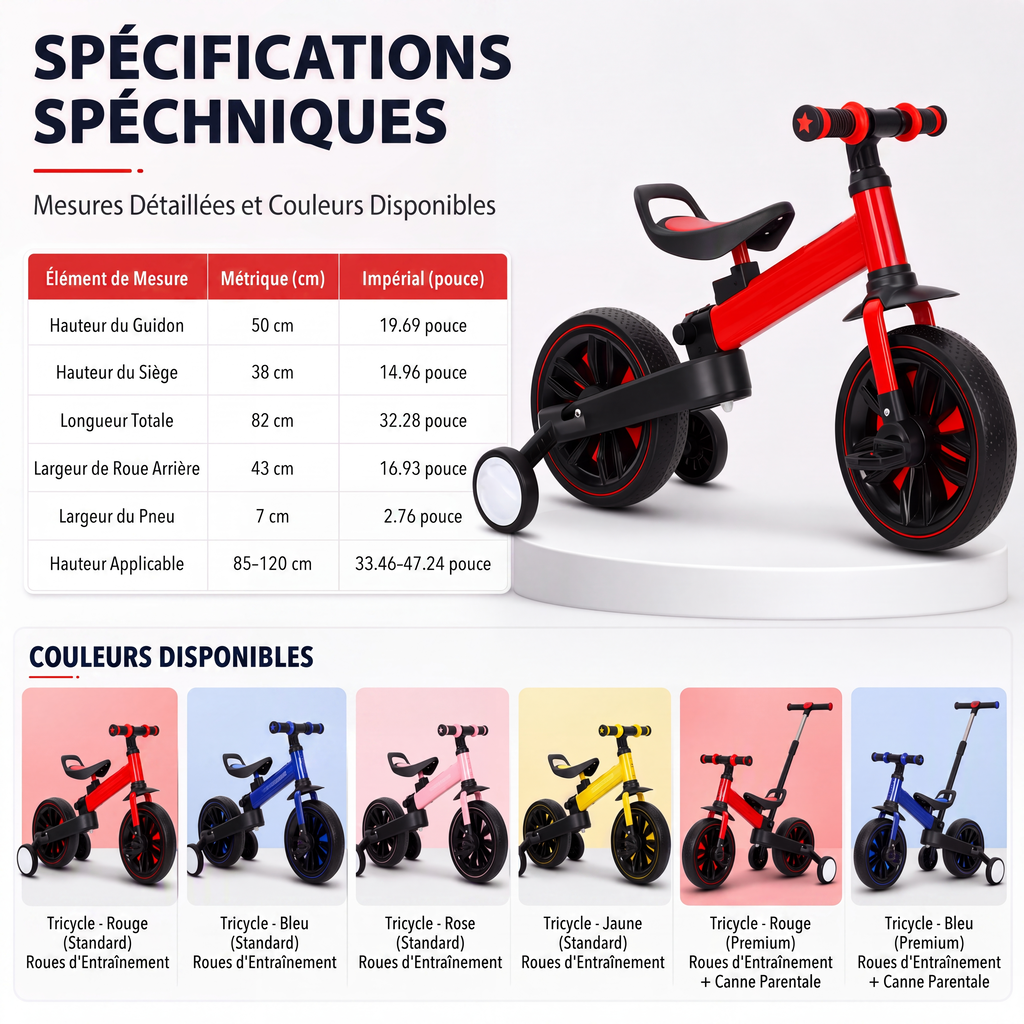 Tricycle draisienne pour enfants 3 en 1