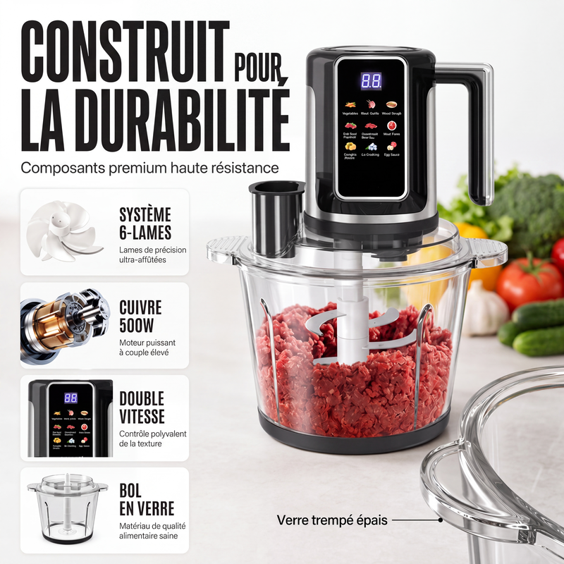 💯Robot culinaire multifonction avec commande tactile et bol en verre