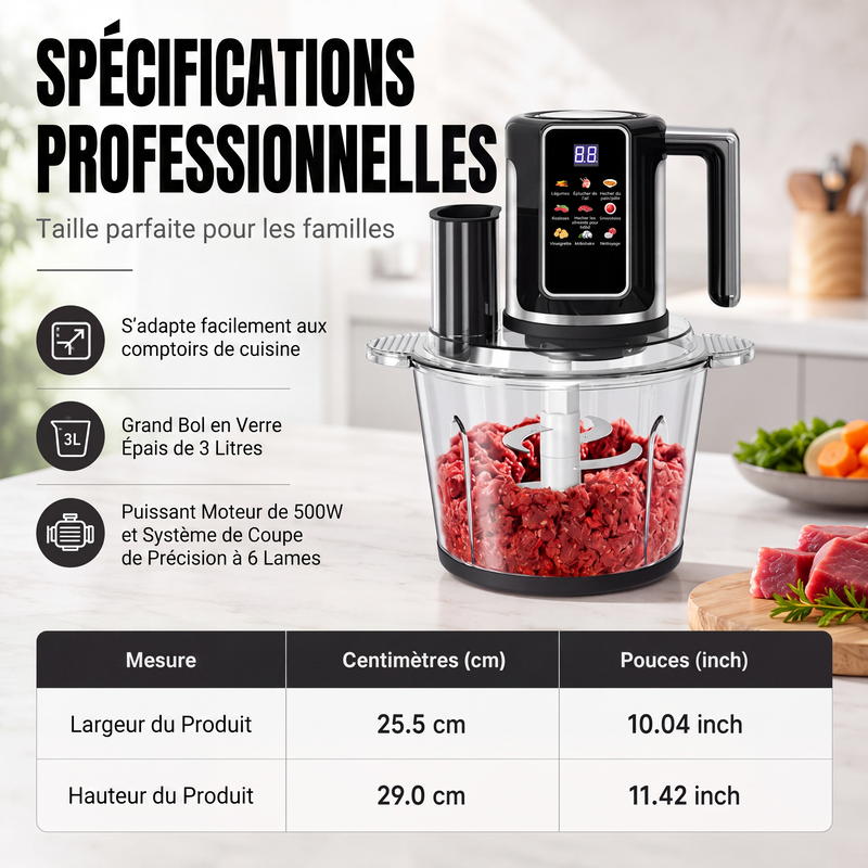 💯Robot culinaire multifonction avec commande tactile et bol en verre