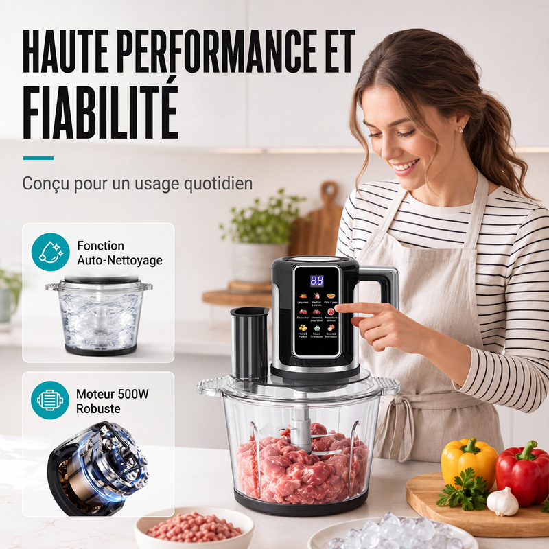 💯Robot culinaire multifonction avec commande tactile et bol en verre