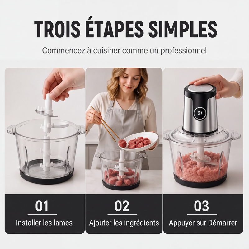 🛒 Offre limitée : –50 % ! 🔪 Robot de cuisine 2000W – Fini les hachages interminables et les textures irrégulières – Lames pro, bol 2/3L, acier inoxydable – Idéal pour viande, légumes et repas bébé 🥩