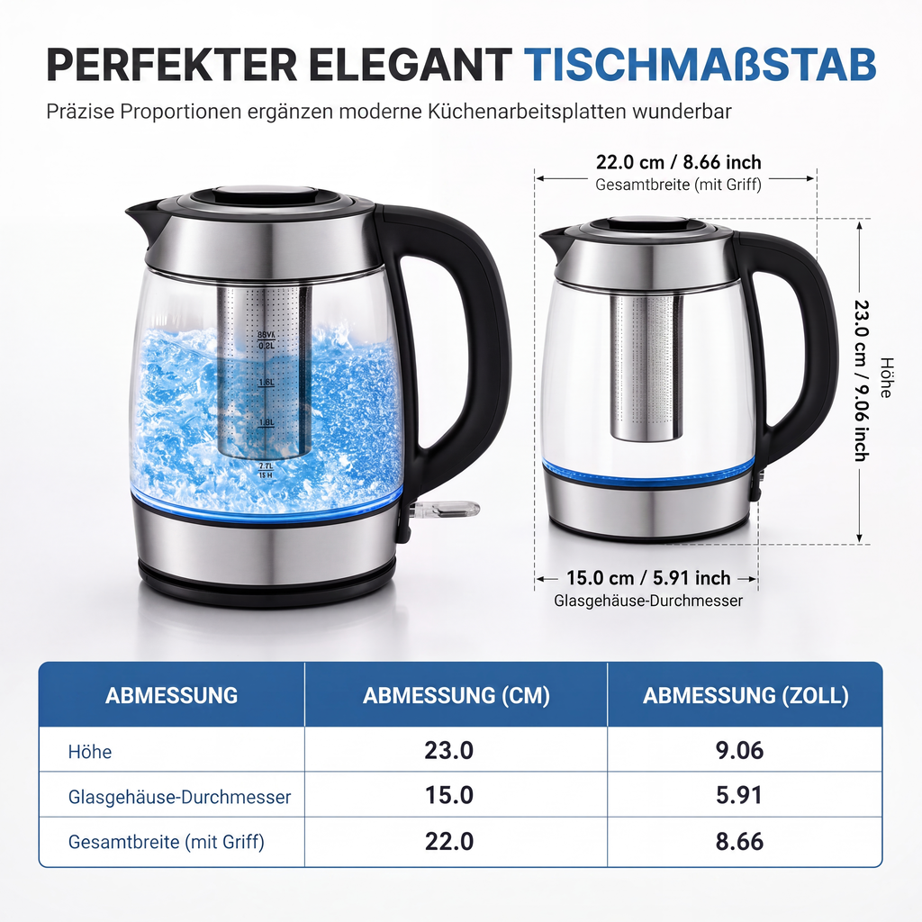 💥 PROMO -50% ! Bouilloire en verre 2L – Sécurisée, Filtre à Thé, Design Épuré ✨